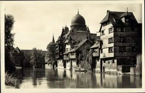 Judaika Ak Nürnberg, Insel Schütt, Synagoge, Fluss