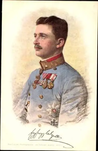 Künstler Ak Thronfolger Erzherzog Karl Franz Joseph, Karl I., Portrait in Uniform