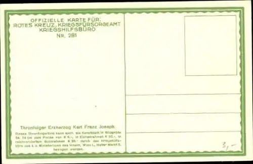 Künstler Ak Thronfolger Erzherzog Karl Franz Joseph, Karl I., Portrait in Uniform