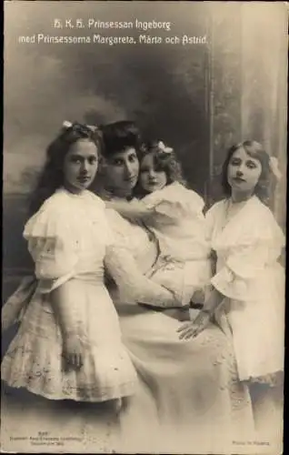 Ak Prinzessin Ingeborg von Schweden, Prinzessinnen Margareta, Märta und Astrid