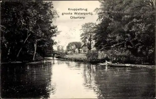 Ak Olterterp Friesland Niederlande, Knuppelbrug, groote Waterpartij