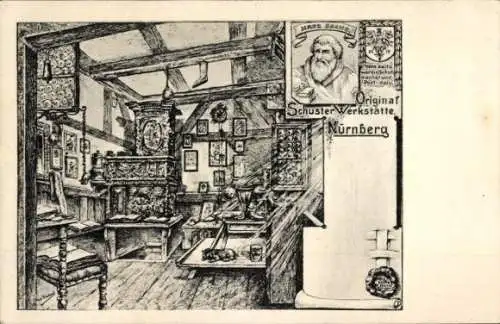 Ak Nürnberg, Schuster Werkstätte Hans Sachs, Hans Sachs Haus