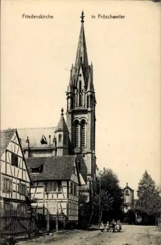 Ak Frœschwiller Froeschwiller Fröschweiler Elsass Bas Rhin, Friedenskirche