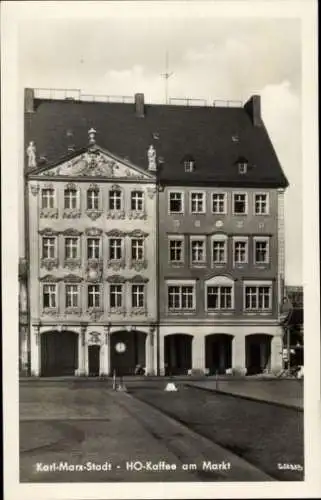 Ak Karl Marx Stadt Chemnitz in Sachsen, HO-Kaffee, Markt