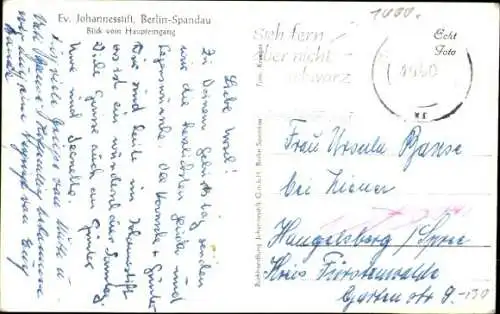Ak Berlin Spandau, Johannesstift, Haupteingang