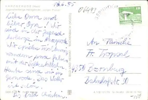 Ak Harzgerode am Harz, Jugendherberge Harzgerode "Junger Pionier", FDJ