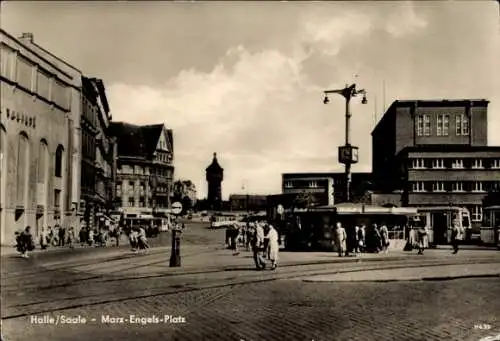 Ak Halle an der Saale, Marx Engels Platz, Wasserturm, Tram