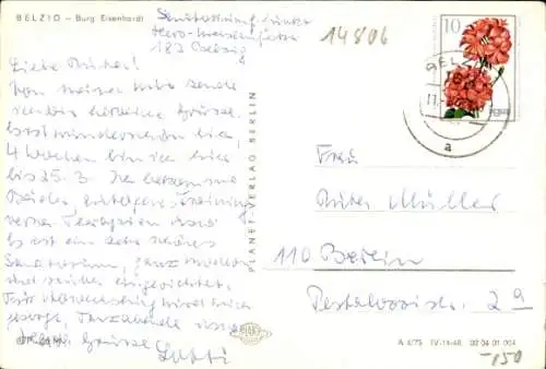 Ak Bad Belzig in der Mark, Burg Eisenhardt, Bahnstrecke