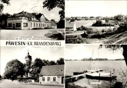 Ak Päwesin im Havelland, Erholungsheim Bollmannsruh, Teilansicht, Am Beetzsee