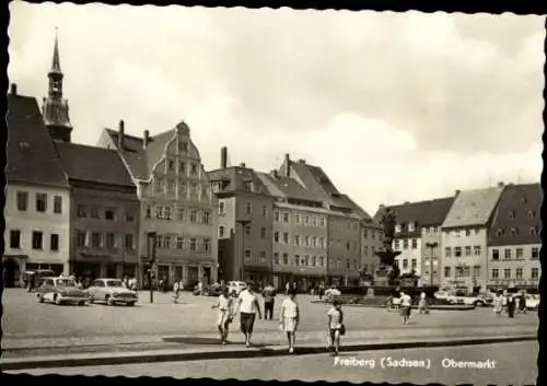 Ak Freiberg in Sachsen, Obermarkt, Brunnen