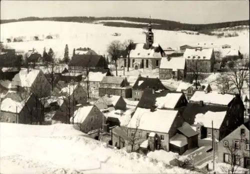 Ak Neudorf Sehmatal im Erzgebirge, Gesamtansicht, Winter