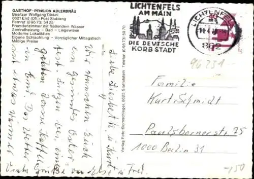 Ak End Bad Staffelstein am Main Oberfranken, Gasthof Pension Adlerbräu, Innenansicht
