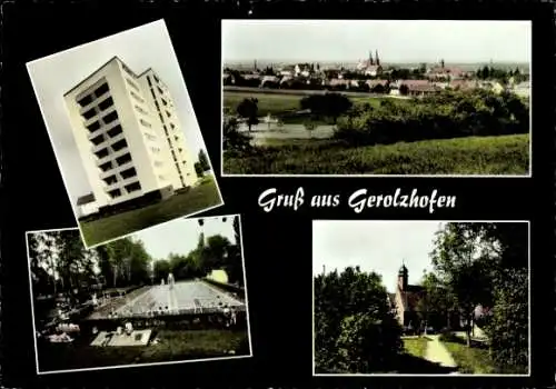 Ak Gerolzhofen in Unterfranken, Gesamtansicht, Hochhaus