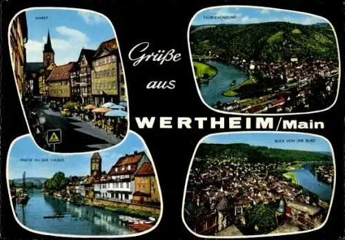 Ak Wertheim am Main, Gesamtansicht, Markt, Tauber
