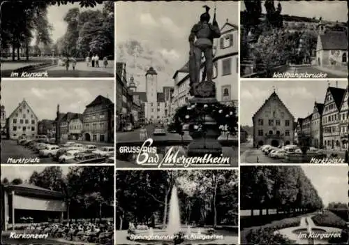 Ak Bad Mergentheim in Tauberfranken, Kurpark, Marktplatz, Kurkonzert, Kurgarten