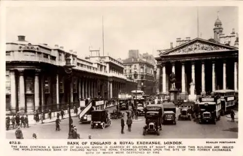 Ak City of Westminster London England, Bank of England, Royal Exchange, Soldaten, Bullion, Nac...