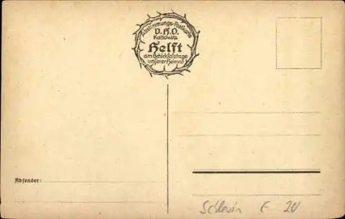 Künstler Ak Schlesien, Die alte Heimat, Zeche, Kirche, Borsig, Eichendorff, Abstimmungskarte