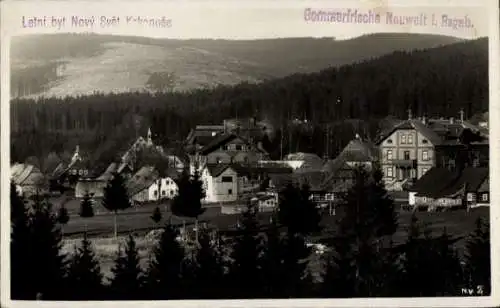 Ak Nový Svět Neuwelt Harrachov Harrachsdorf Riesengebirge Region Reichenberg, Blick auf das Do...