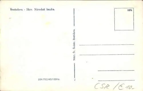 Ak Pressburg Bratislava Slowakei, Slov. Národná banka