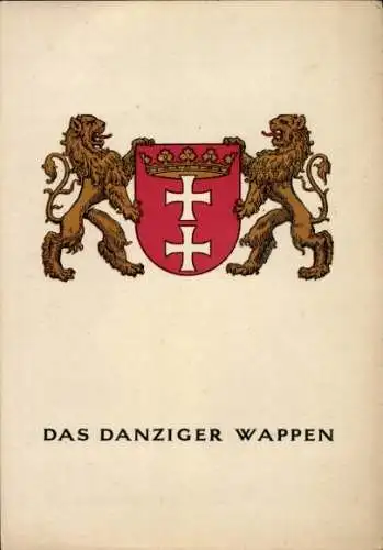 Wappen Ak Gdańsk Danzig, Löwen, Wahlspruch, Nec Temere nec Timide