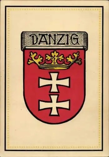 Wappen Ak Gdańsk Danzig, Stadtwappen, Krone, Kreuze