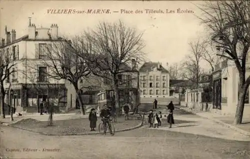 CPA Villiers-sur-Marne Val-de-Marne, Place des Tilleuls, Les Écoles