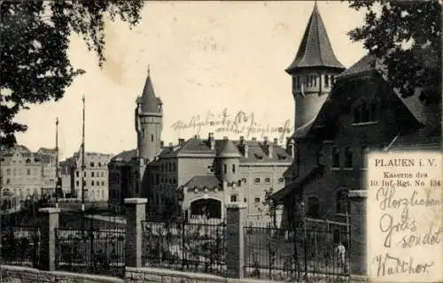 Ak Plauen im Vogtland, Kaserne des 10. Inf-Rgt. No. 134, Historisches Gebäude, Herzoglich