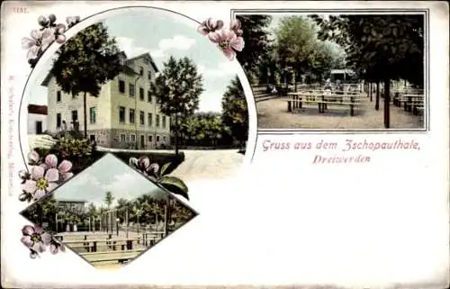 Ak Dreiwerden Rossau Mittelsachsen, Zschopautal, Gasthaus, Garten