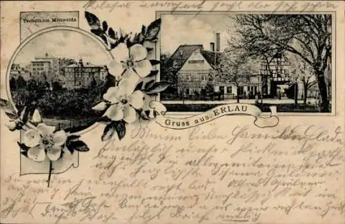 Ak Erlau in Sachsen, Technikum Mittweida, Gasthaus