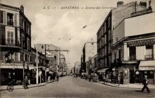 Ak Asnières sur Seine Hauts-de-Seine, Avenue des Grésillons, Hotel, Boulangerie, Patisserie