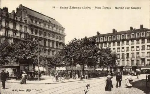 Ak Saint Étienne Loire, Dorian Platz, Vogelmarkt