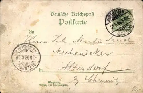 Litho Rabenstein Chemnitz in Sachsen, Brauerei, Viadukt, altes Schloss