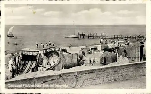 Ak Ostseebad Kühlungsborn, Blick auf Seebrücke, Strandkörbe, Segelboote