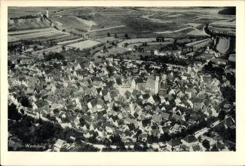 Ak Wemding in Schwaben, Fliegeraufnahme, Kirche