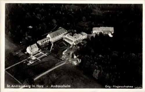 Ak Sankt Andreasberg Braunlage im Oberharz, Andreasheim, Fliegeraufnahme