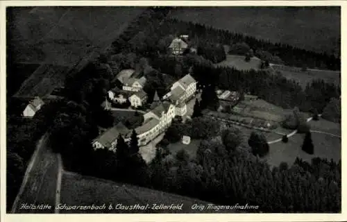 Ak Clausthal Zellerfeld im Oberharz, Heilstätte Schwarzenbach, Fliegeraufnahme