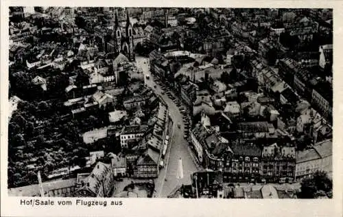Ak Hof an der Saale Oberfranken Bayern, Fliegeraufnahme
