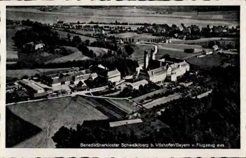 Ak Schweiklberg Vilshofen an der Donau, Fliegeraufnahme, Benediktiner Abtei