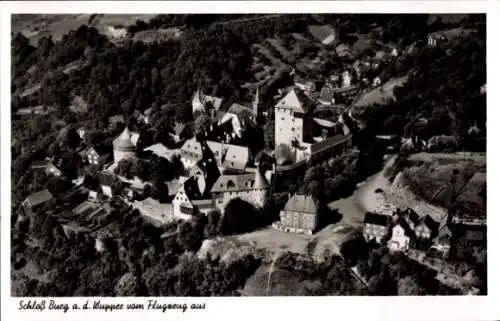 Ak Burg an der Wupper Solingen, Schloss Burg, Fliegeraufnahme