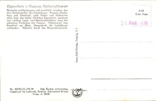 Ak Eppenhain Kelkheim im Taunus, Fliegeraufnahme