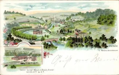 Litho Öhde Langerfeld Beyenburg Wuppertal, Dampf- Wasch und Bleichanstalt Weskott & Co.