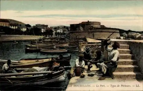 Ak Mourillon Toulon Var, Hafen, Arten von Fischern