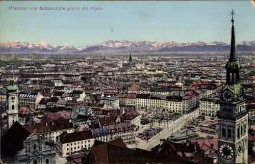 Ak München, Gesamtansicht, Blick vom Rathausturm