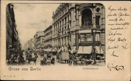 Ak Berlin Mitte, Friedrichstraße, Geschäfte, Verkehr