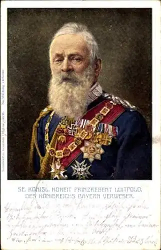 Ak Prinzregent Luitpold von Bayern, Portrait in Uniform, Orden