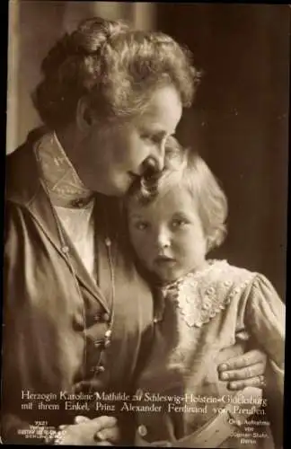 Ak Herzogin Karoline Mathilde zu Schleswig Holstein Glücksburg, Prinz Alexander Ferdinand v. Preußen