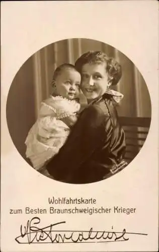 Ak Prinzessin Viktoria Luise von Preußen, Herzogin zu Braunschweig und Lüneburg mit Prinz, Wohlfahrt