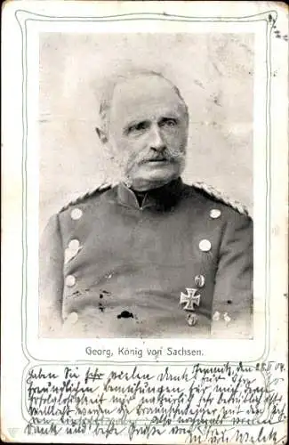 Passepartout Ak Georg, König zu Sachsen, Portrait in Uniform