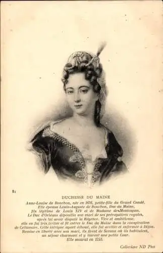 Ak Anne Louise von Bourbon, Herzogin von Maine