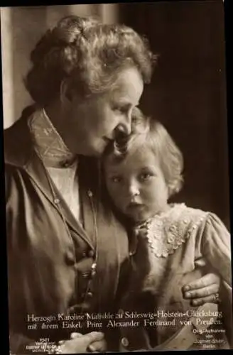 Ak Herzogin Karoline Mathilde zu Schleswig Holstein Glücksburg, Prinz Alexander Ferdinand v. Preußen